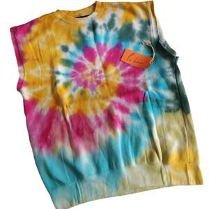 LA DETRESSE Tropicali Sleeveless Pullover tie dye psychedelic sweatshirt S NEW
